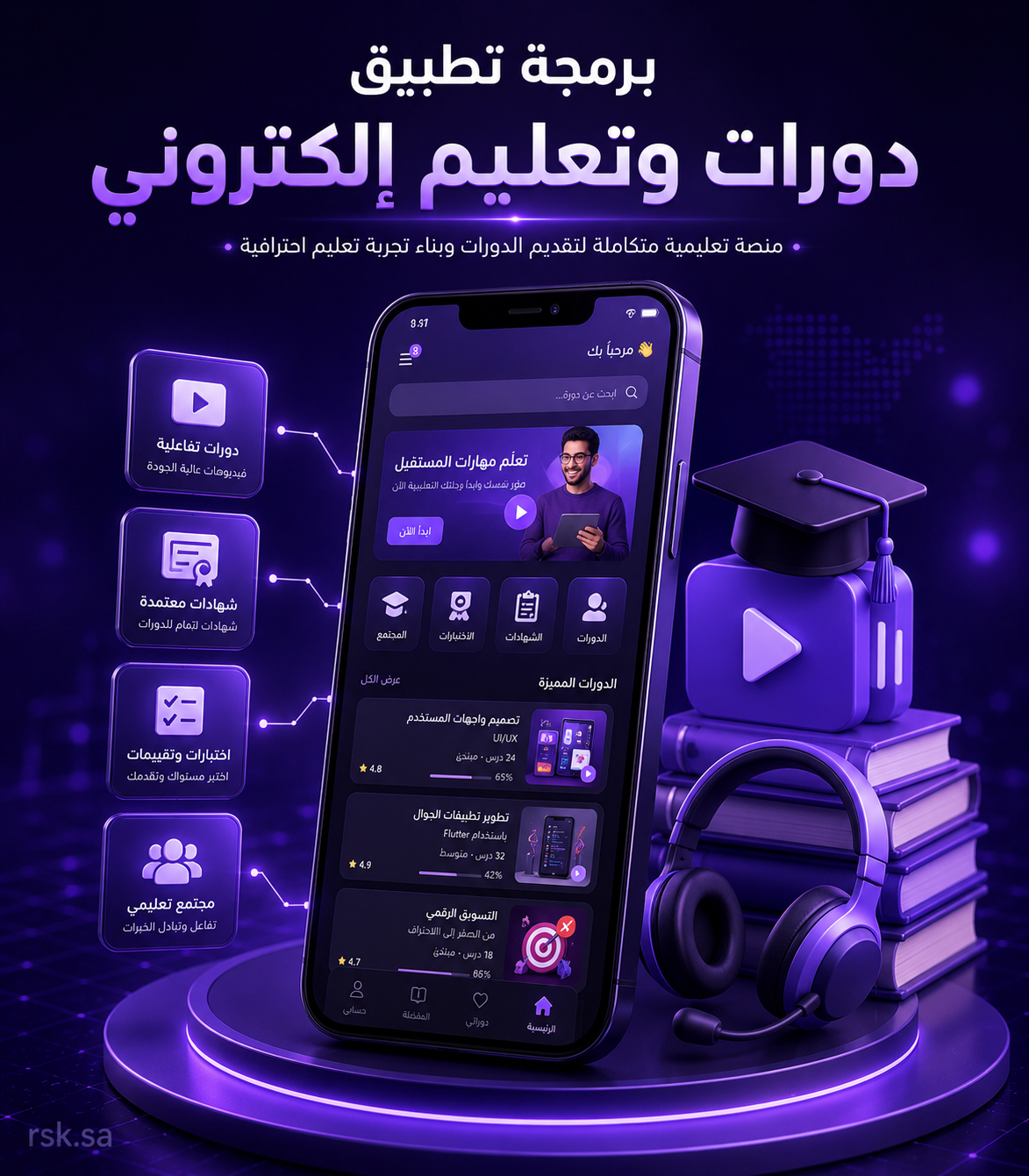 برمجة تطبيق دورات وتعليم إلكتروني