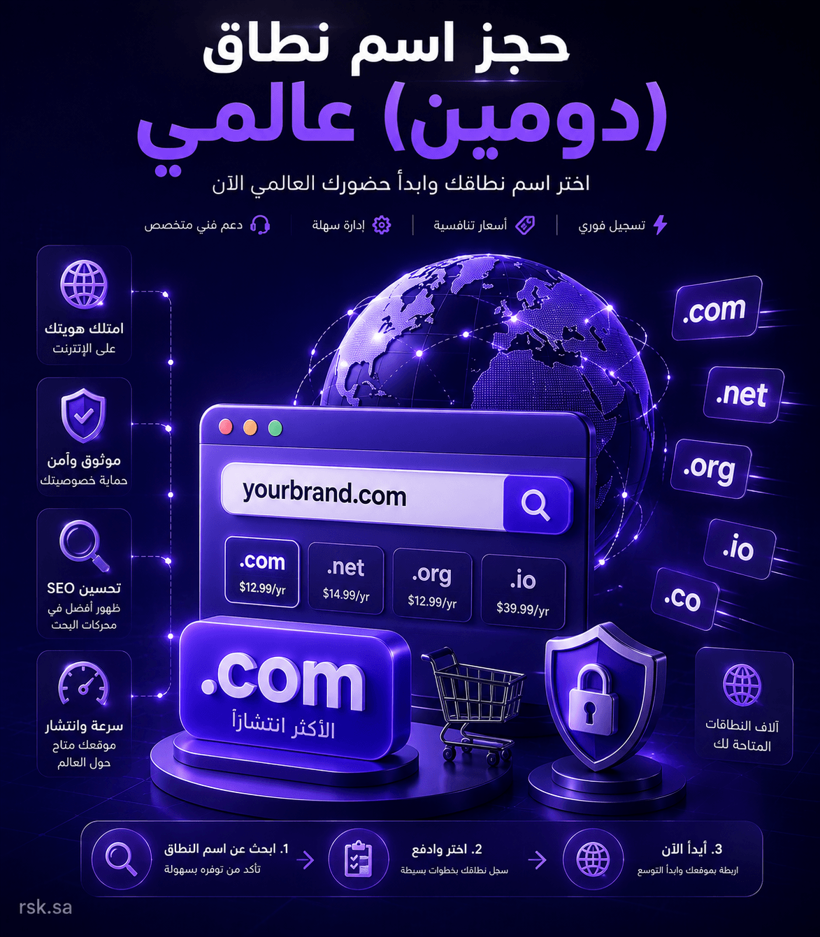 حجز اسم نطاق (دومين) عالمي